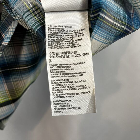 Marmot For Life Mens Gorpcore Button Up Short Sleeve Size L Blue Green Plaid - Picture 7 of 14